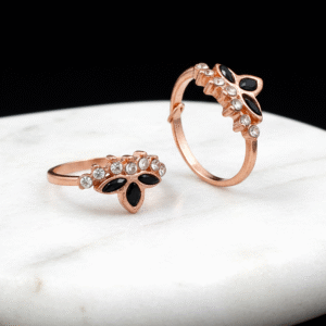 Rose Gold & Black Blossom Ring.
