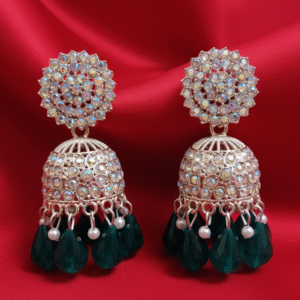 Emerald-Drop AD Jhumka Earrings.